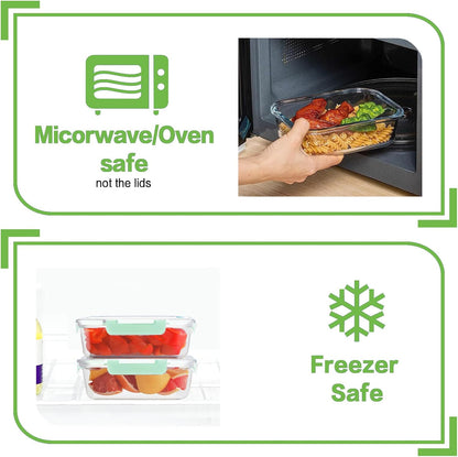 36oz Large Glass Meal Prep Containers with lids, Glass Food Storage Containers with Leak Proof Snap Lock Lids, Airtight Bento lunch Boxes, Kitchen Storage, Oven, Freezer and Dishwasher Safe