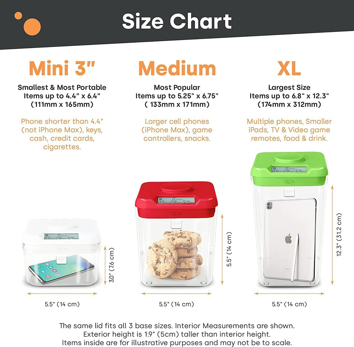 Kitchen Safe Time Locking Container, Phone Jail, Medication Lock Box, Break Bad Habits, Quit Smoking, Stop Snacking, Gaming Addiction, Family Time (XL, White Lid + 12.3” White Base)