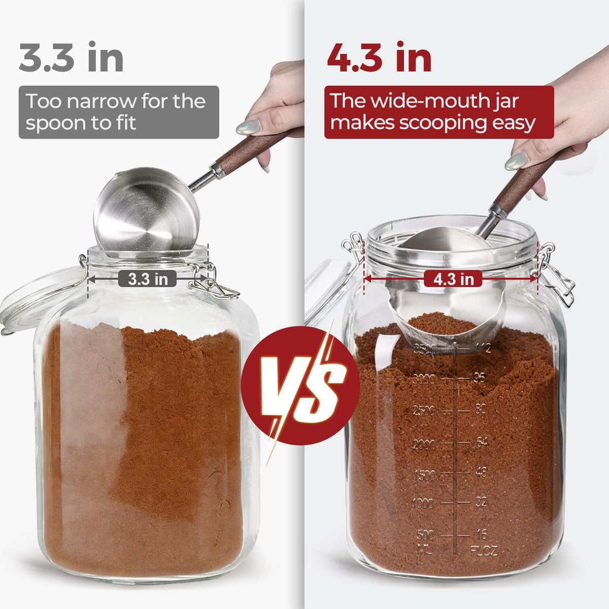 34oz 6 Pack Glass Jars with Airtight Lids - Round Food Storage Canisters for Pantry Organization, Ideal for Sugar, Cookies, Candy, Coffee, Nuts & Dry Goods | Thick Glass,BPA-Free