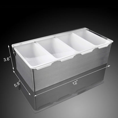 New Star Foodservice 48032 Stainless Steel Condiment Dispenser with 5 Compartments (No Ice Tray)
