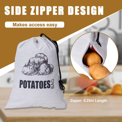 TOGETRUE Potato Onion Storage Bag, Fabric Onion and Potatoes Storage Bag, Washable Garlic Potatoes Onions Keeper with Drawstring for Pantry, 2 Pack (Potato Onion Bag)
