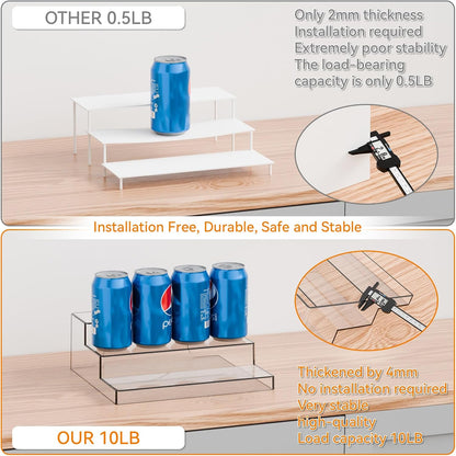 Yieach 2 Pack 3 Tier Clear Acrylic Spice Rack Organizer for Cabinet and Pantry Shelf - 10.3″L Small Tiered Spice Rack and Step Shelves for Vitamin,Medicine Bottle,Jar,Can,Seasoning,Condiment Organizer
