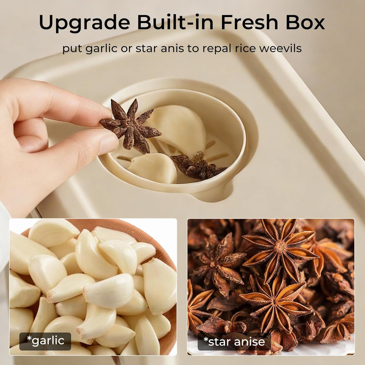 UFORU Rice Dispenser, Rice Storage Container with Measuring Cup for Kitchen Pantry Household, Cereal Dry Food Storage Containers Airtight, Sealed Moisture Proof (Brown 11 Lbs)
