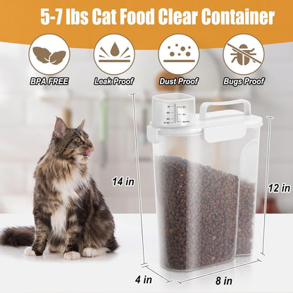 Dog Cat Food Storage Container 3-5lb, Pet Food Container Airtight with Large Spout & Cup, BPA-Free Plastic Food Dispenser for Pet Food, Bird Seed, Rice, Flour (Pink (3L-1pack))