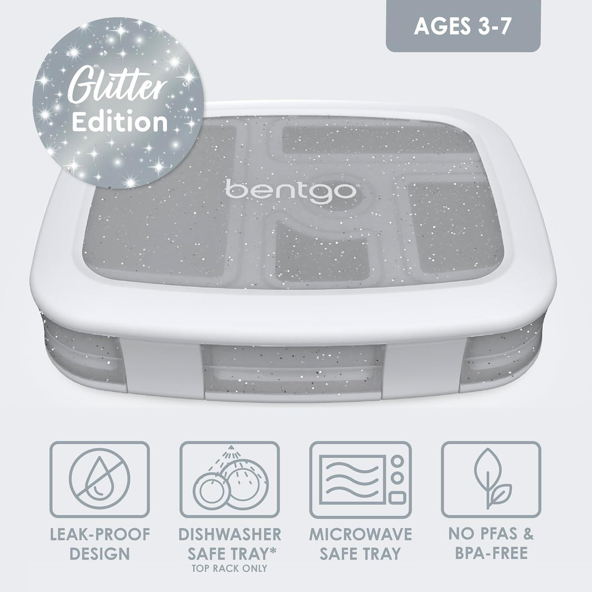 Bentgo Kids Bento-Style 5-Compartment Leak-Proof Lunch Box - Ideal Portion Sizes for Ages 3 to 7 - Durable, Drop-Proof, Dishwasher Safe, PFAS & BPA-Free & Made with Food-Safe Materials (Blue)