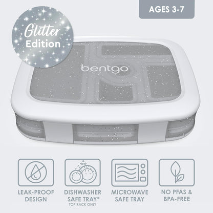 Bentgo Kids Bento-Style 5-Compartment Leak-Proof Lunch Box - Ideal Portion Sizes for Ages 3 to 7 - Durable, Drop-Proof, Dishwasher Safe, PFAS & BPA-Free & Made with Food-Safe Materials (Blue)