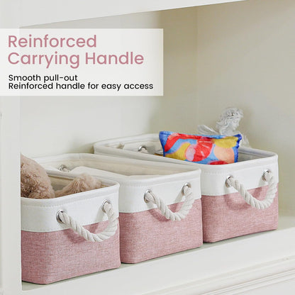 Large Storage Baskets- 15.7x11.8x8.26 inch Storage Bins for Shelves and Closet Organizing, Foldable Fabric Bin for Home Organization Clothes and Laundry (3-Pack, White&Khaki)