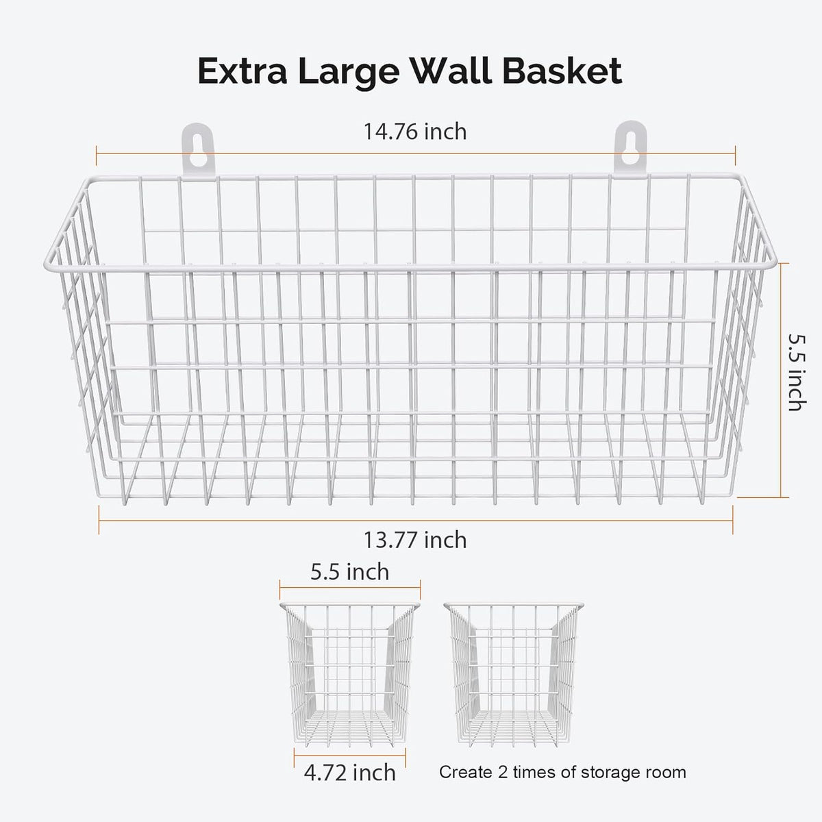 MaraFansie [Extra Large] Wire Basket Hanging Wall Organizer Cabinet Storage Basket Wall Mounted Shelves Rustic Farmhouse Decor for Home Kitchen Bathroom, BLACK