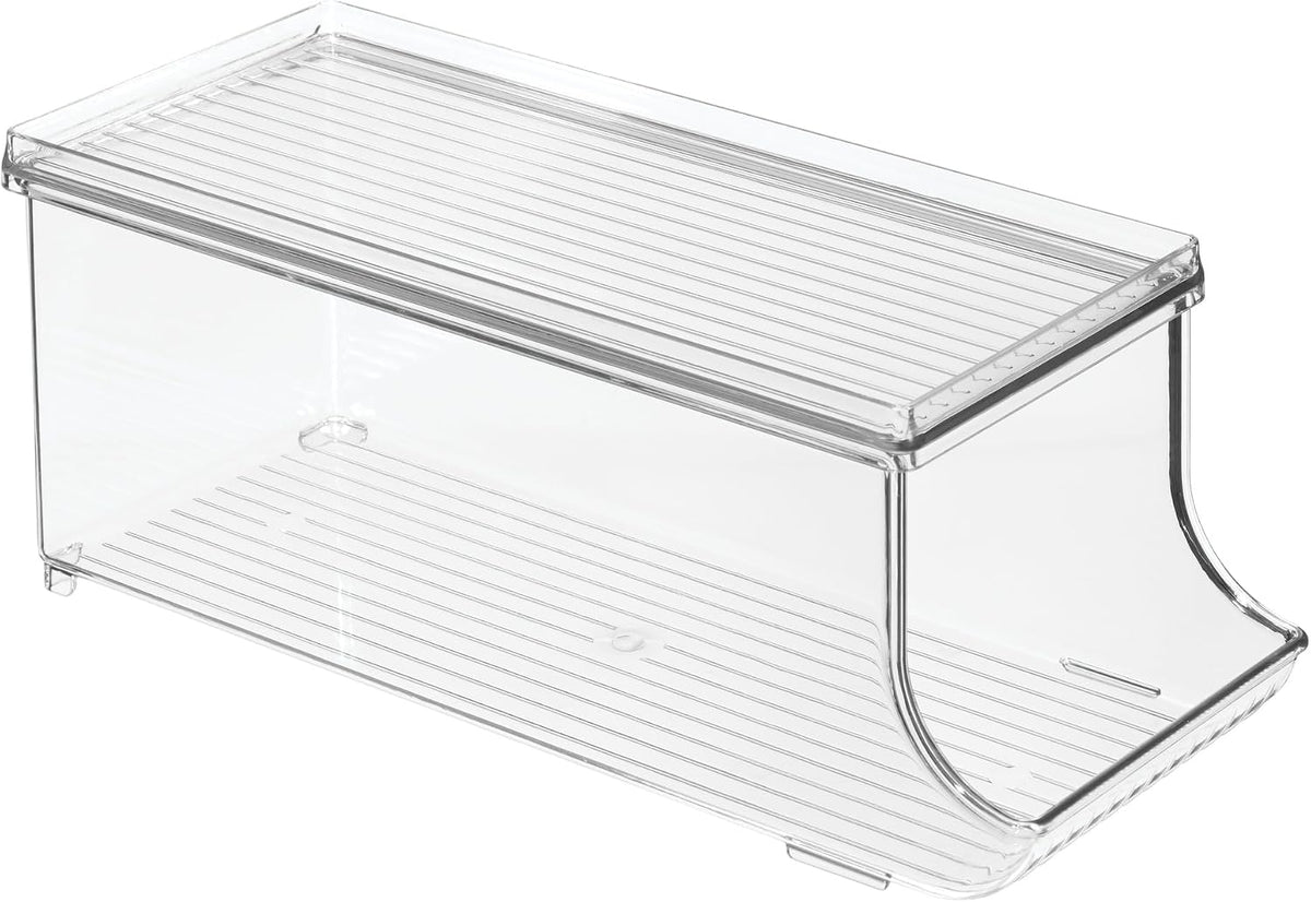 iDesign Soda Can Organizer with Lid for Pantry or Refrigerator - Set of 2 - Clear - Made in USA