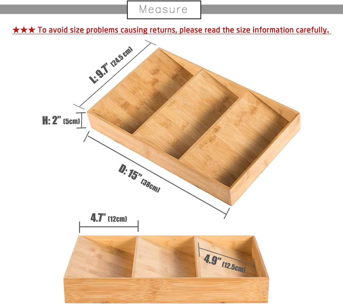 3-Tier Bamboo Drawer Spice Rack Wooden Kitchen Cabinet Spice Organizer Spice Jar Holder, Medicine/Health Care/Vitamin Bottles Storage Rack (Pre-Measure Drawer Dimensions), Drawer Rack