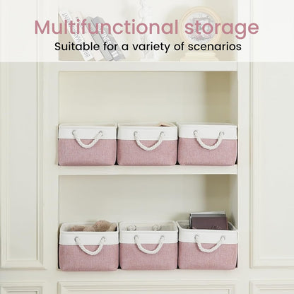 Large Storage Baskets- 15.7x11.8x8.26 inch Storage Bins for Shelves and Closet Organizing, Foldable Fabric Bin for Home Organization Clothes and Laundry (3-Pack, White&Khaki)