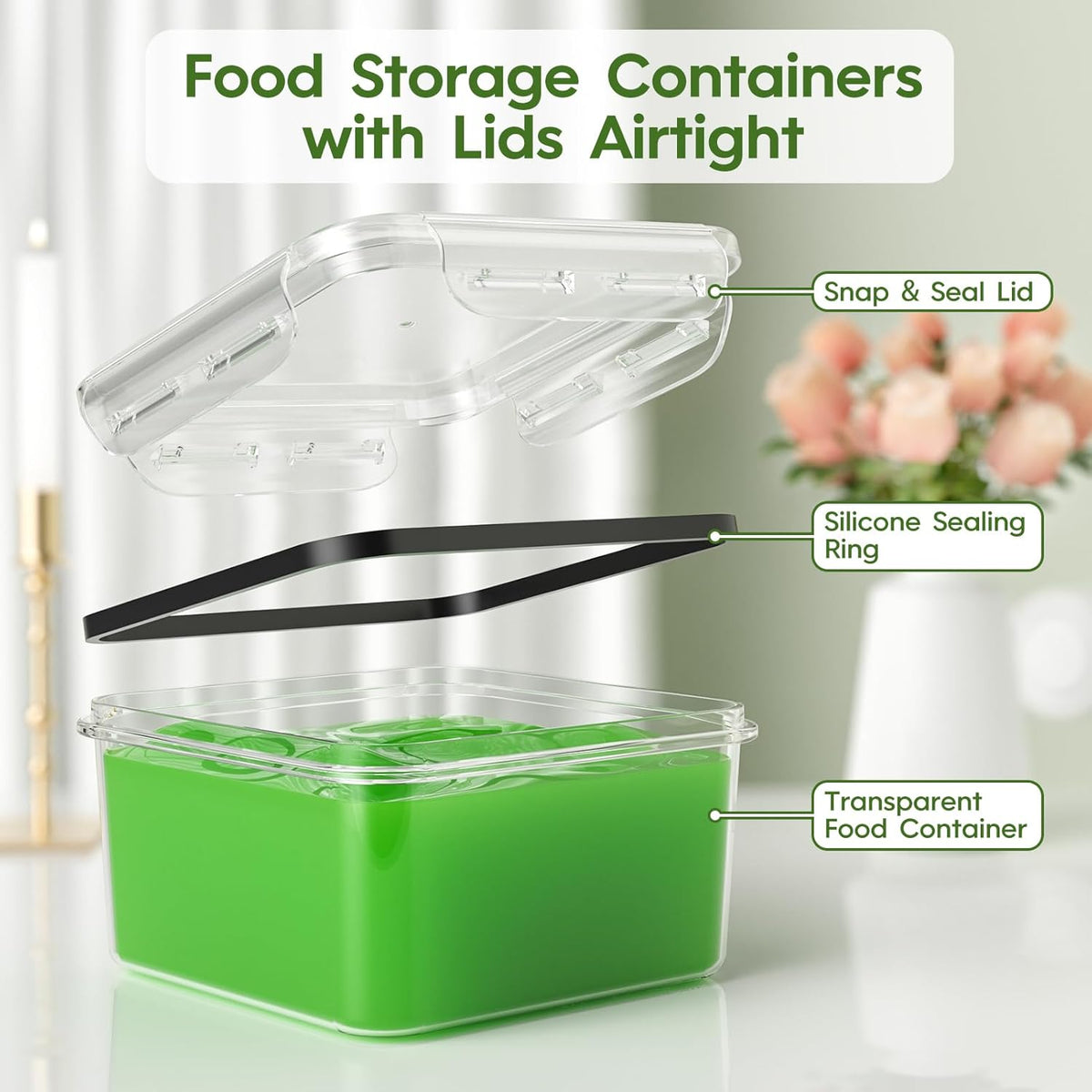 KEMETHY Food Storage Containers with Lids(18 Container & 18 Lid), Plastic Food Containers for Pantry & Kitchen Storage and Organization, BPA-Free, Leak Proof, Reusable with Labels & Pen