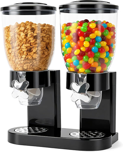 Triple Cereal Dispenser Countertop 2L, Airtight Cereal Containers Storage, Large Capacity Total 6L for Kitchen Pantry, Rotating Dry Food Dispenser for Candy, Nut, Coffee Beans, White
