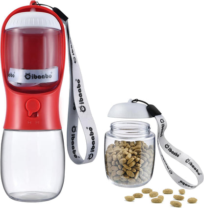 Cibaabo Dog Water Bottle with Food Container, Travel Puppy Water Bowl, Portable Pet Dispenser, Girl Dog Mom Gifts Accessories Stuff Essentials Necessities for Yorkie Chihuahua Cat Walking and Hiking