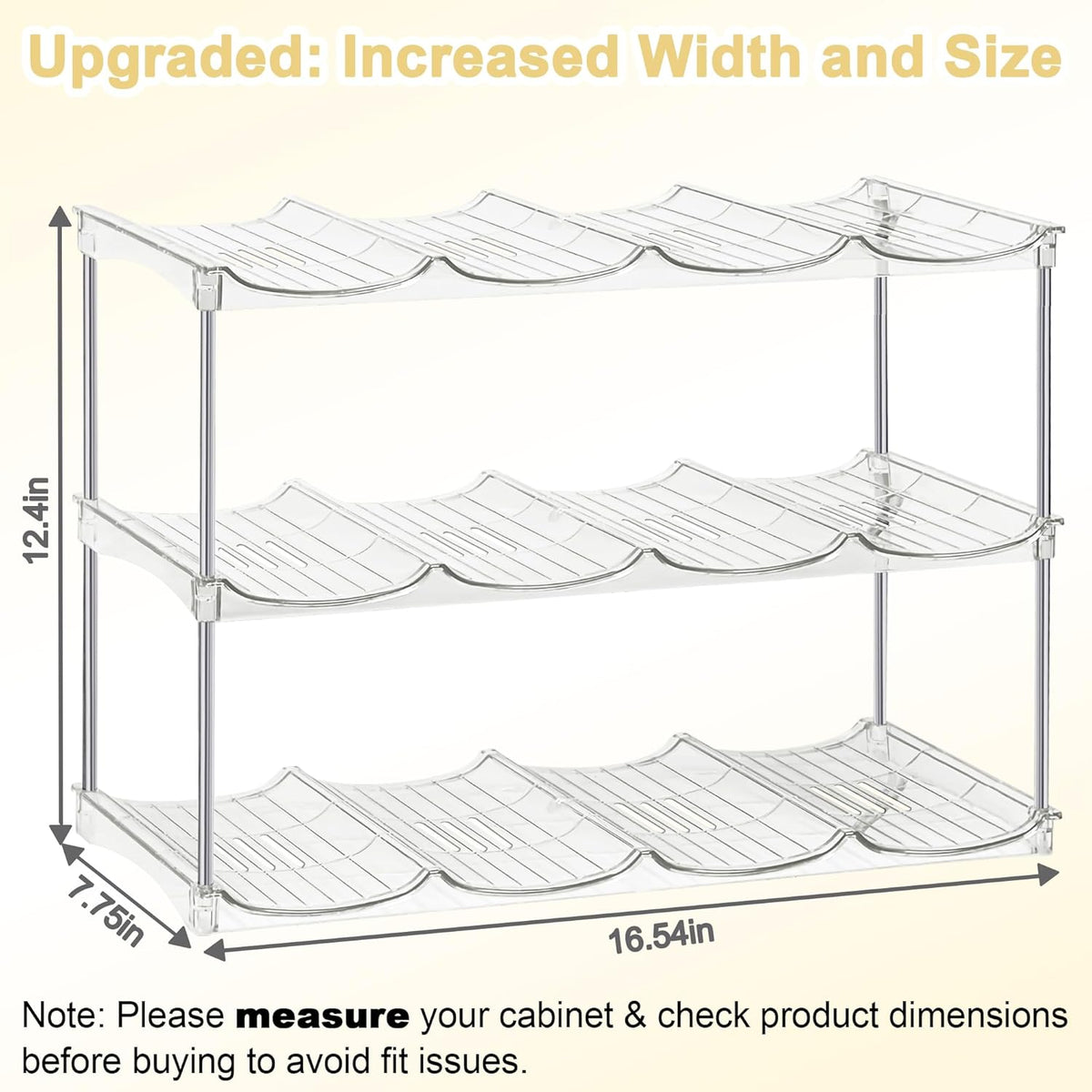 Stackable Water Bottle Organizer for Cabinet - Acrylic Tumbler Organizer Storage Rack for Stanley 40oz, Stanley Cup Holder, Pantry Kitchen Organizers and Storage for Stanley Cup, Holds 12 Bottles