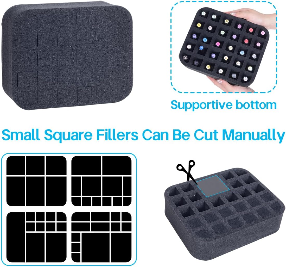 2 Pack Nail Polish Organizer Holder Foam Pad with Slots for Storage 60 Bottles (15ml/0.5fl.oz) Nail Polish or Essential Oil Tray for Drawers Black