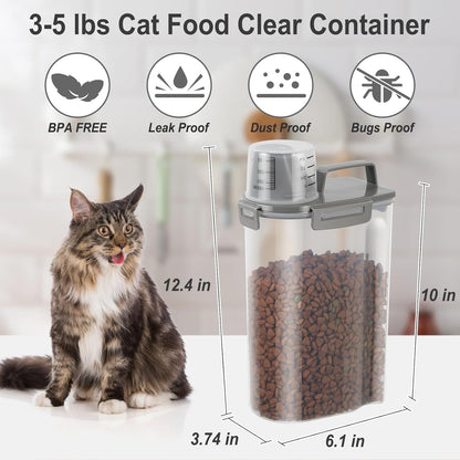 Dog Cat Food Storage Container 3-5lb, Pet Food Container Airtight with Large Spout & Cup, BPA-Free Plastic Food Dispenser for Pet Food, Bird Seed, Rice, Flour (Pink (3L-1pack))