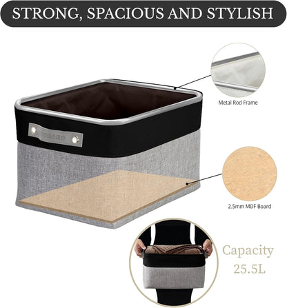 DECOMOMO Storage Bins, Large Fabric Storage Baskets for Shelves, Decorative Linen Closet Organizer, 15 x 11 x 9.5 inches (Beige & White, 3 Pack)