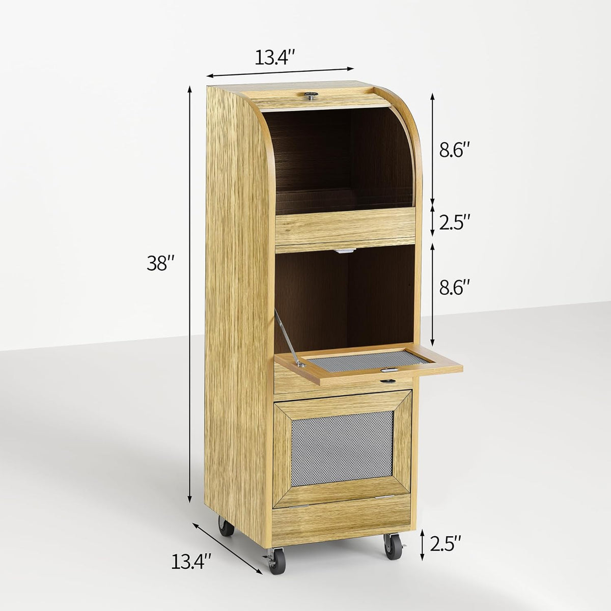 Movable Potato and Onion Storage Box with Wheels,Wooden Vegetable Storage Box,Food Storage Room with Grocery Area,Sliding Design,Modern Farmhouse Style，Suitable for Kitchen (potato bin-Walnut-02)