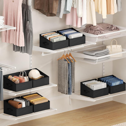 DIMJ Closet Storage Bins - Fabric Storage Baskets for Shelves, Collapsible Closet Organizers and Storage with Handles, Trapezoid Shelf Organization Storage Cubes for Purse, Toys, Books, Towel, Socks