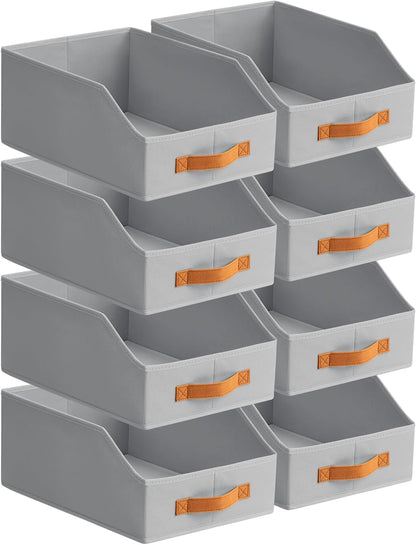 Homsorout Fabric Storage Bins for Organizing - Large Trapezoid Collapsible Storage Bins with Front Handle, Closet Organizers and Storage for Bedroom, Home Shelves, Small Spaces, Beige
