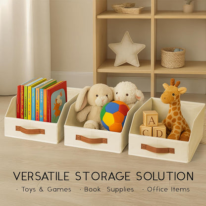 Homsorout Fabric Storage Bins for Organizing - Large Trapezoid Collapsible Storage Bins with Front Handle, Closet Organizers and Storage for Bedroom, Home Shelves, Small Spaces, Beige