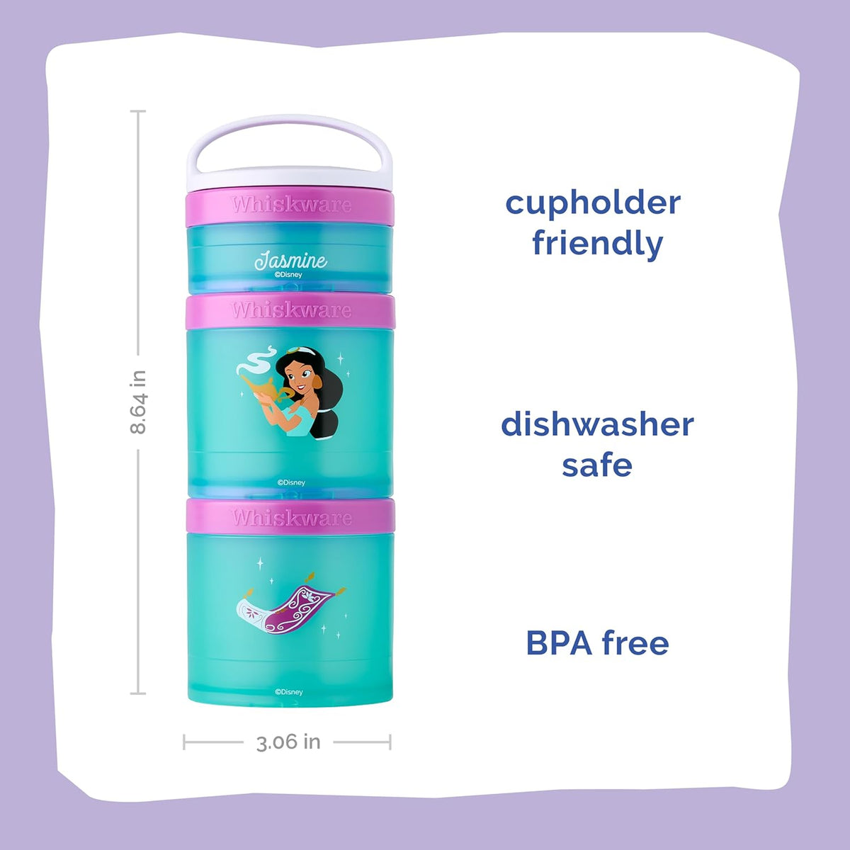 Whiskware Bluey Stackable Snack Containers for Babies, Toddlers, and Kids, 3 Stackable Snack Cups for School and Travel, Cupholder Friendly, Bluey and Bingo! Let’s Do This!