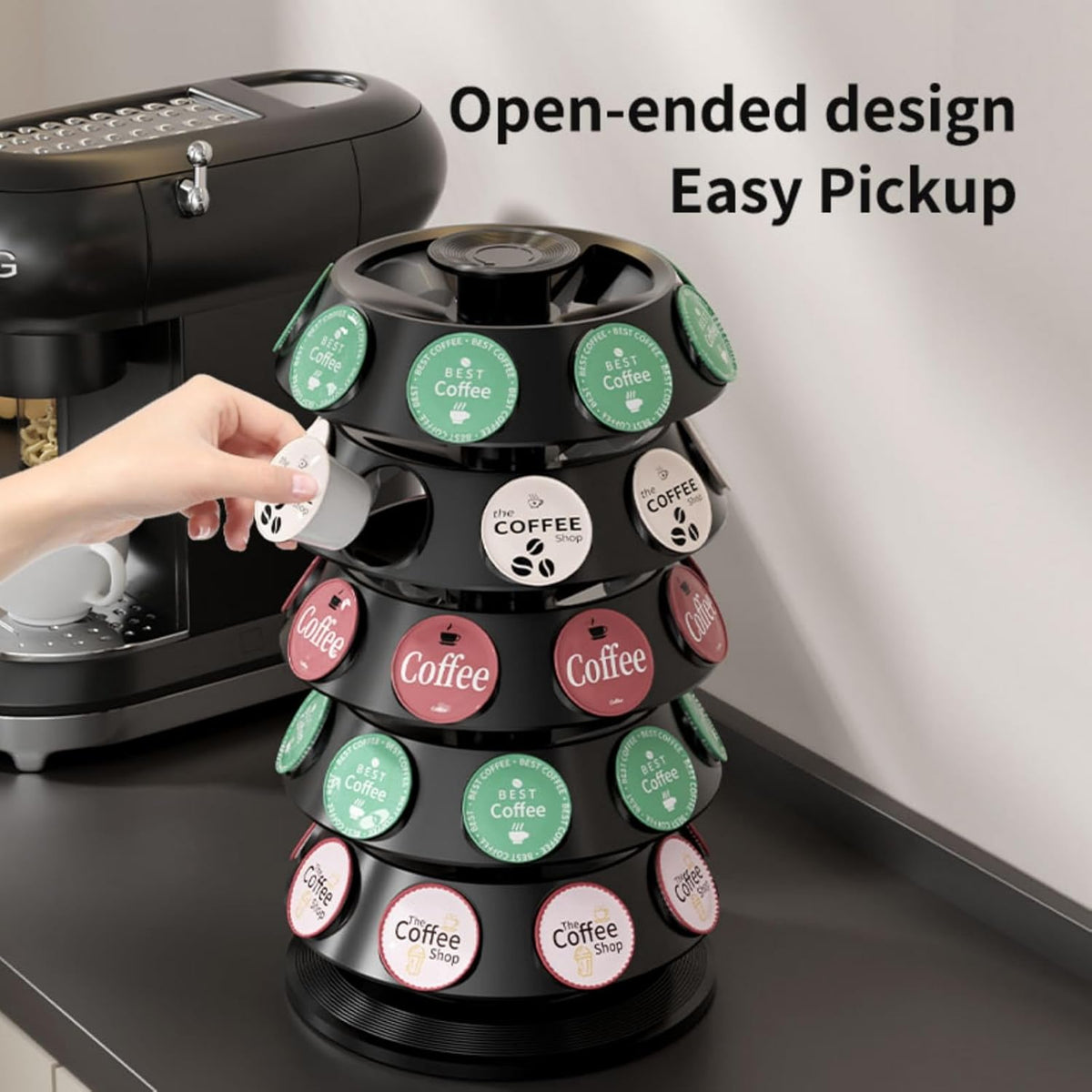 K Cup Holder, Coffee Pod Storage Carousel Holder Organizer Compatible with 40 Keurig K-Cup Pods, Home or Office Kitchen Counter Organizer