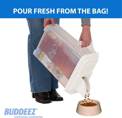 Buddeez Airtight Pet Food Storage Container - 50 QT/50 LB Capacity Dog Food Storage Container - Cat Food Container, Bird Seed Storage Container, Rolling Storage Bin, Air Tight with Handle & Scoop