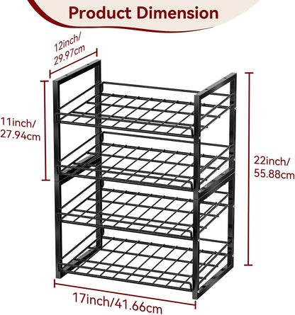 2-Tier Stackable Can Organizer 2 Pack, Pantry Can Dispenser Holds Up to 48 Cans, Metal Wire Basket of Canned Food Soda Drinks, Black