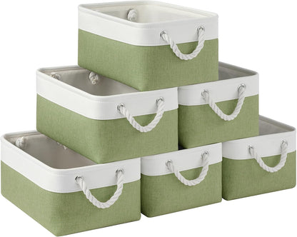 Large Storage Baskets- 15.7x11.8x8.26 inch Storage Bins for Shelves and Closet Organizing, Foldable Fabric Bin for Home Organization Clothes and Laundry (3-Pack, White&Khaki)