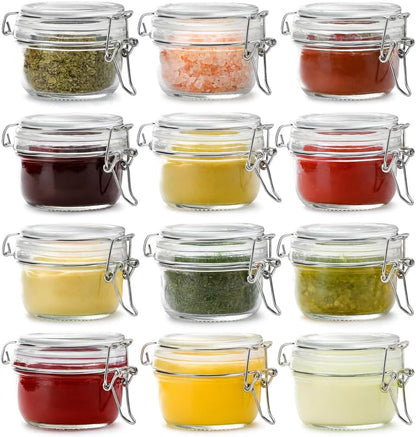17oz Airtight Glass Jars, 6 Pack Clamp Lid Canisters, Small Food Storage Containers for Spices, Nuts, Snacks, Canning Jar for Jams & Pickling, Pantry Organization
