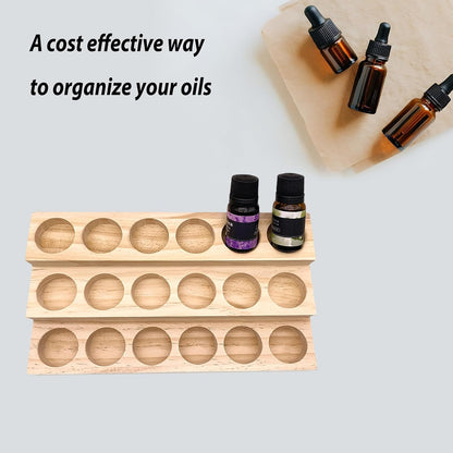 Essential Oil Display Stand 4 Tier Essential Oil Holder Solid Wood Essential Oil Rack for 24 Bottles Tabletop Display Holder Bottle Organizer for 5-20ml Bottles Display for Essential Oils
