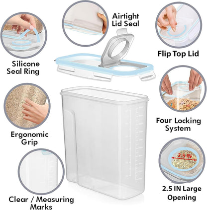 Shazo 2 Pack (6.3L / 213OZ) EXTRA Large Airtight Food Storage Cereal Containers for Bulk Food Storage BPA-Free Plastic Container, Pantry Organization and Canister for Rice, Pasta, Sugar & Flour