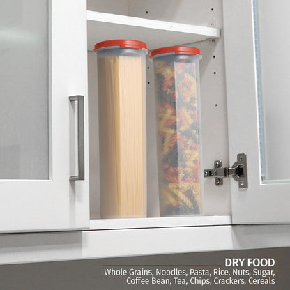 Tall Clear Spaghetti Pasta Container Storage With Lid.Multi-Purpose Kitchen Pantry Organization And Food Storage For Noodles Beans Straws - Airtight Leakproof Spaghetti Keeper BPA Free 37 oz.