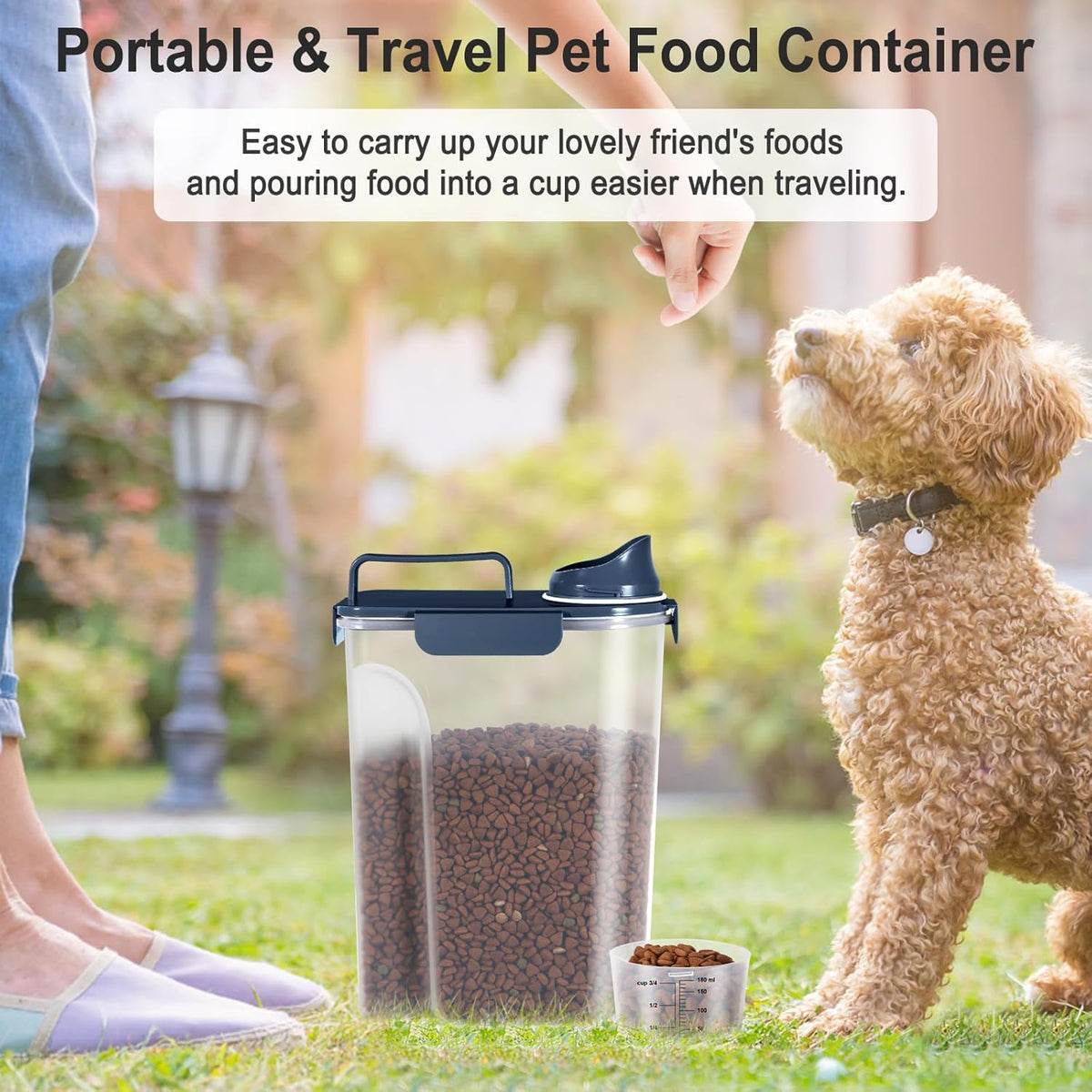 Dog Cat Food Storage Container 3-5lb, Pet Food Container Airtight with Large Spout & Cup, BPA-Free Plastic Food Dispenser for Pet Food, Bird Seed, Rice, Flour (Pink (3L-1pack))