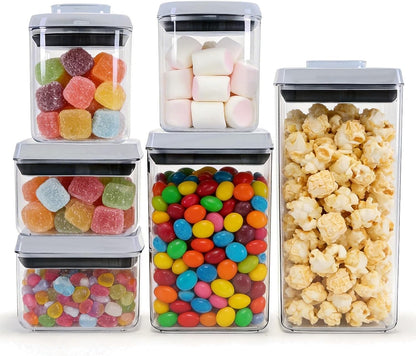 Pop Airtight Food Storage Containers with Lids, Push Button Seal BPA-Free for Kitchen Pantry Organization, 0.65Qt/0.7Qt/1.8Qt for Cereal, Flour, Sugar, Snacks Dry Food Storage