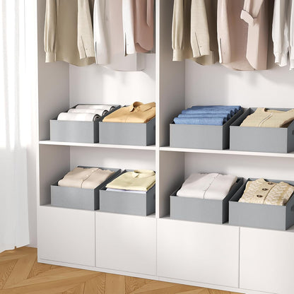 DIMJ Closet Storage Bins - Fabric Storage Baskets for Shelves, Collapsible Closet Organizers and Storage with Handles, Trapezoid Shelf Organization Storage Cubes for Purse, Toys, Books, Towel, Socks