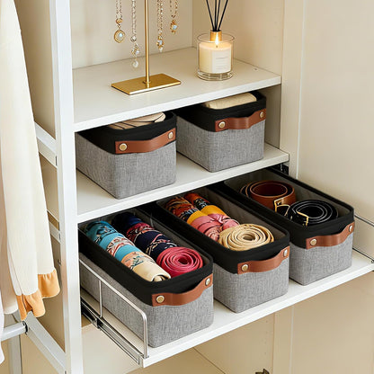 Bagnizer Large Fabric Storage Baskets | 50L Storage Bins, Decorative Linen Closet Baskets with Handles for Organizing, Shelf, Toys, Clothes, Home, Office, Nursery, 17x12x15Inches (Grey&White)