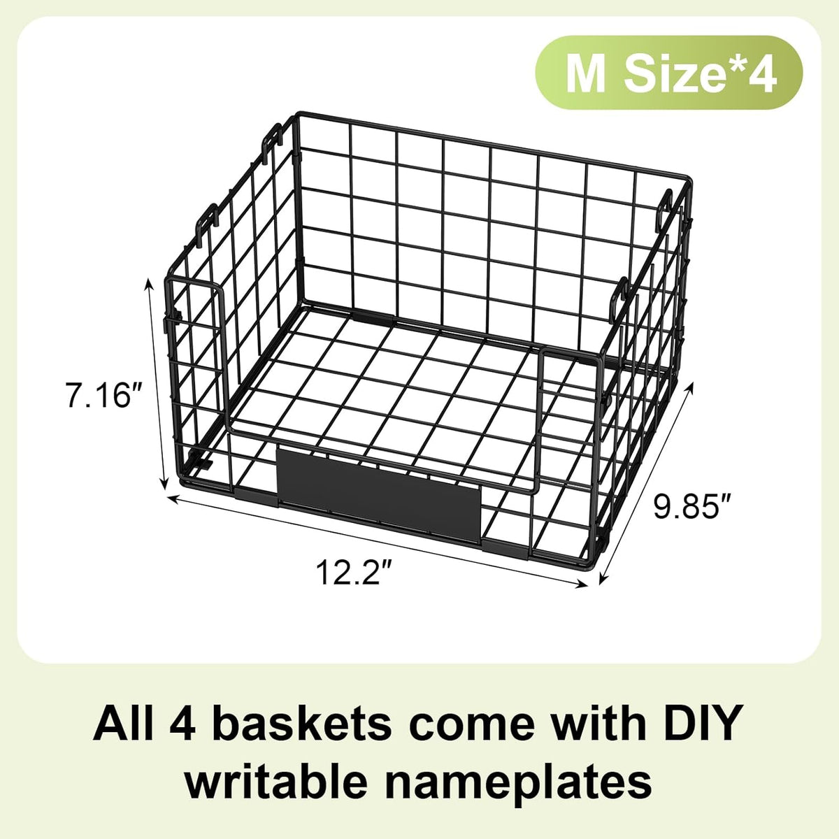 JKsmart 4 Pack XXL Stackable Wire Baskets with Handles for Pantry Storage and Organization,Fruit and Vegetable Basket with Name Plates,Metal Storage Bins for Snack Can Fruit Veggies