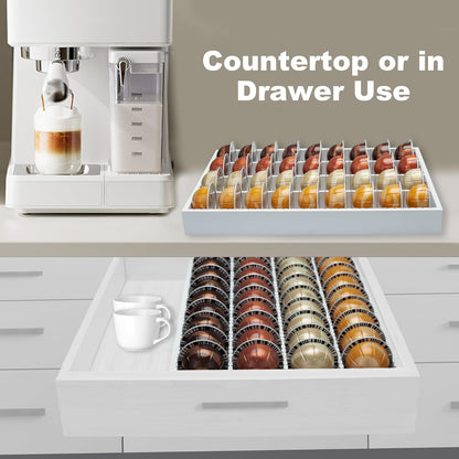 MinBoo Bamboo Coffee Pod Storage Holder Drawer Insert for Counter Compatible Nespresso Vertuo Vertuoline Capsules for Kitchen, Home, Office, Coffee Station