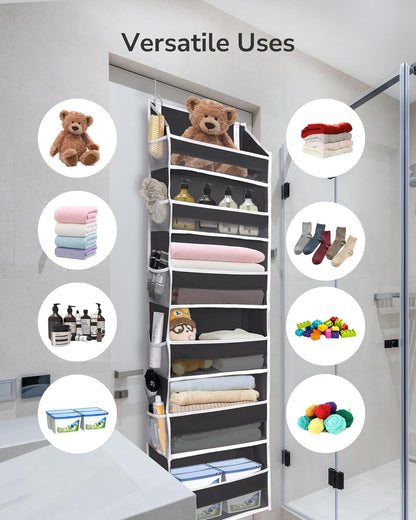 ULG Over The Door Organizer with 6 Large Pockets 12 Side Pockets, 50lbs Weight Capacity Door Hanging Organizer for Bedroom, Bathroom, Pantry, Nursery Storage, Beige