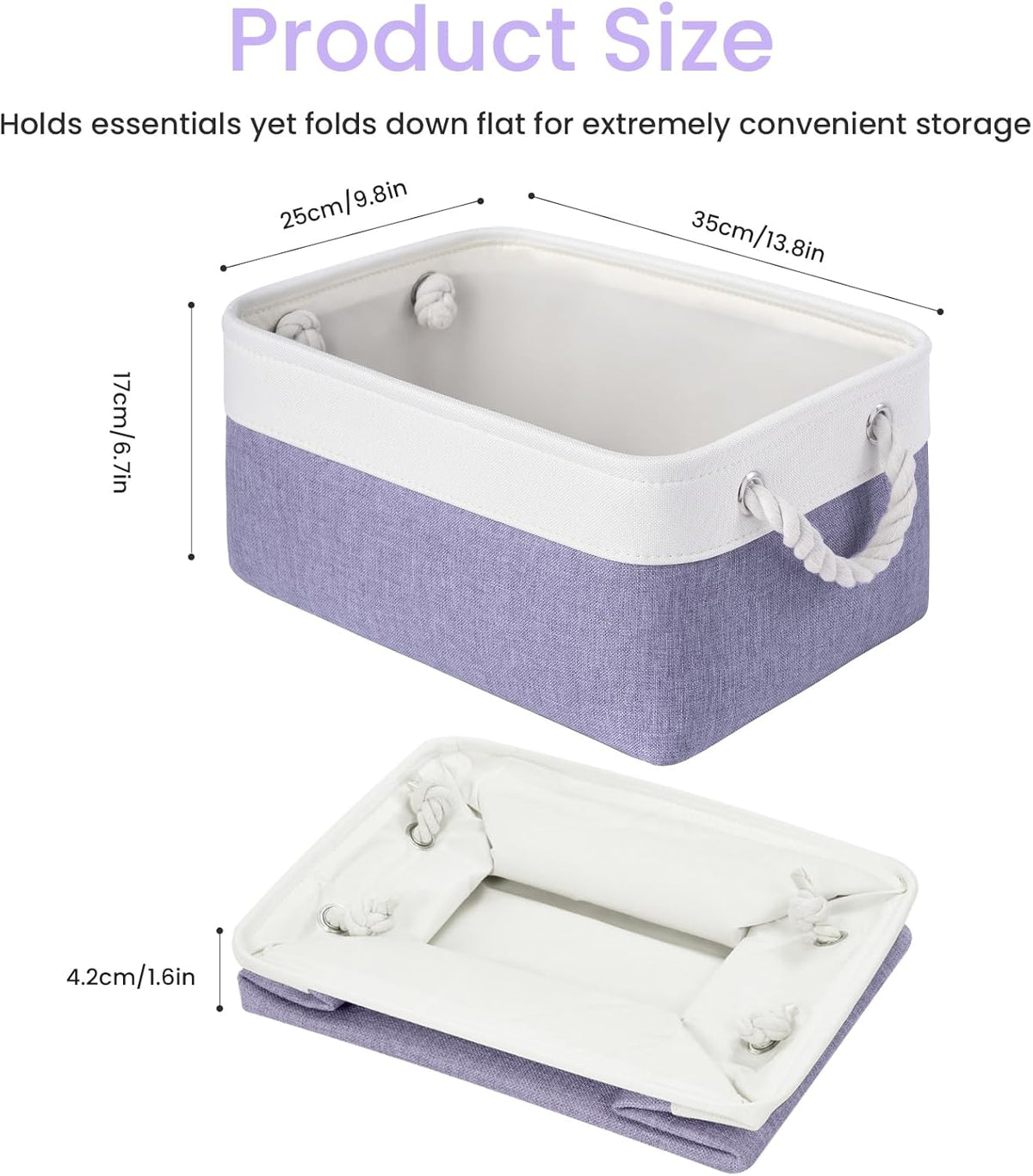 Large Storage Baskets- 15.7x11.8x8.26 inch Storage Bins for Shelves and Closet Organizing, Foldable Fabric Bin for Home Organization Clothes and Laundry (3-Pack, White&Khaki)