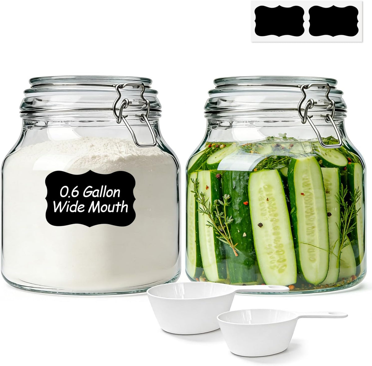 34oz 6 Pack Glass Jars with Airtight Lids - Round Food Storage Canisters for Pantry Organization, Ideal for Sugar, Cookies, Candy, Coffee, Nuts & Dry Goods | Thick Glass,BPA-Free