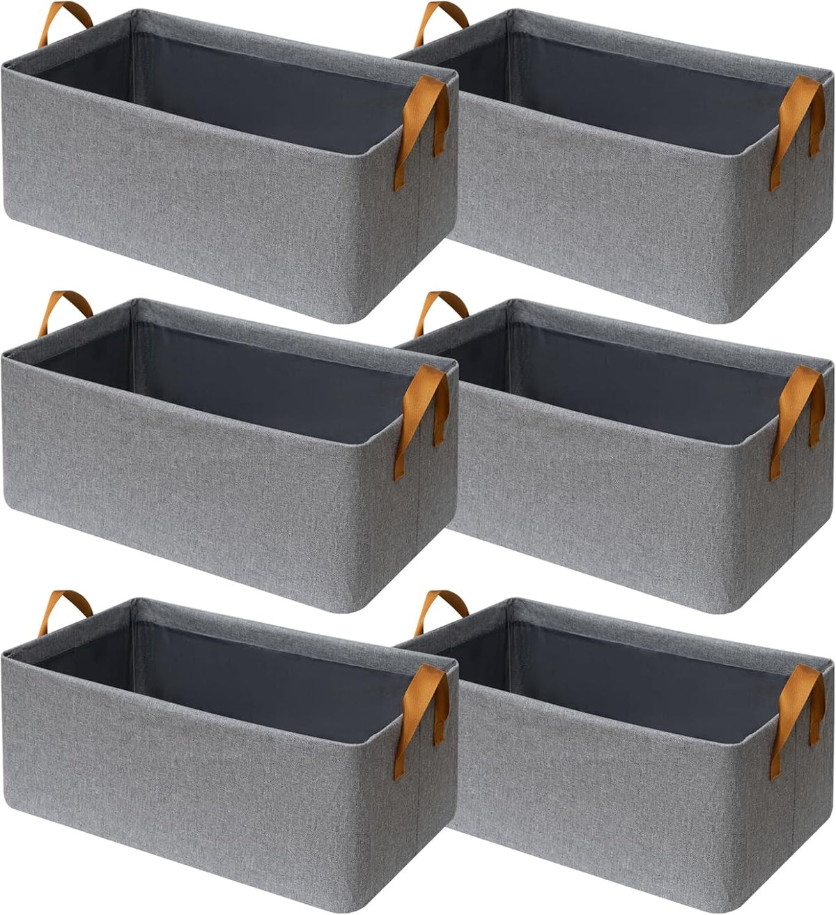 SNWDN Closet Cloth Storage Bins for Shelves, Medium Storage Baskets for Shelves, Fabric Bins for Closet organization with Handles（ Gray 15''L x 10''W x 8''H）