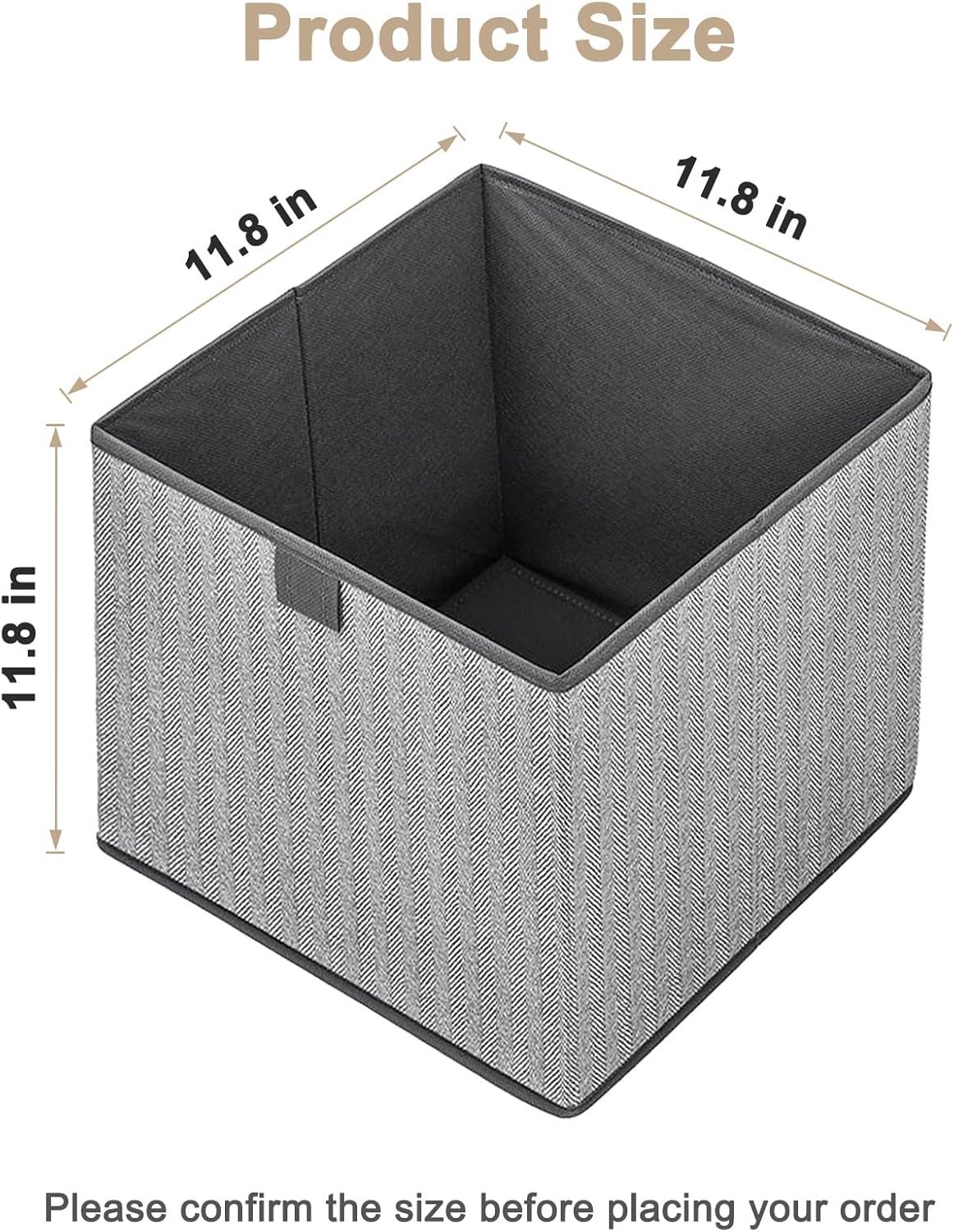 Storage Baskets, 11-Inch Woven Fabric Bins, Storage Cubes with Reinforced Handles, Organizer Bins for Closet Shelves, Foldable, for Toys, Clothes, Natural Beige (3PCS/Beige-11*11*7.8inch)