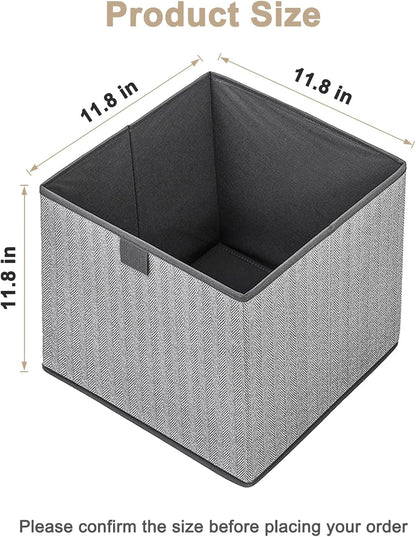 Storage Baskets, 11-Inch Woven Fabric Bins, Storage Cubes with Reinforced Handles, Organizer Bins for Closet Shelves, Foldable, for Toys, Clothes, Natural Beige (3PCS/Beige-11*11*7.8inch)