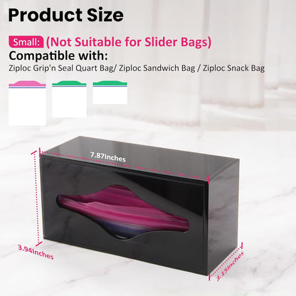 LUVCOSY Acrylic Food Bag Storage Organizer Magnetic Fridge Attachment Compatible with Ziploc Sandwich/Snack/Grip'n Seal Quart, Dispenser for Ziploc Bags, Kitchen Organization and Storage, 1 Pack