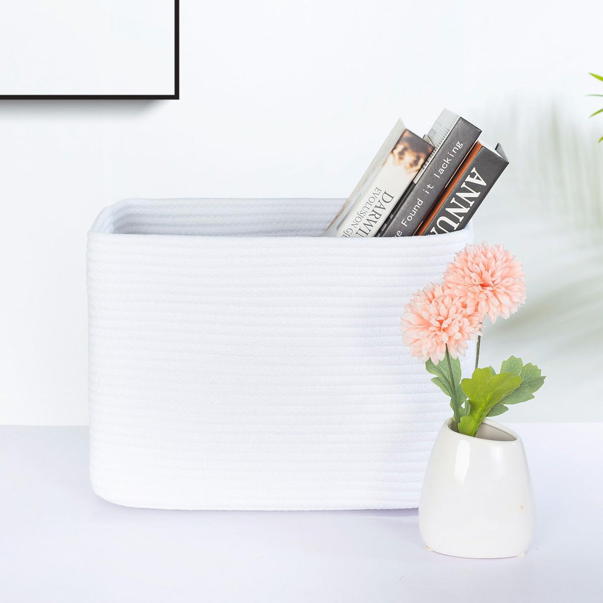 MINTWOOD Design 3-Pack Decorative Woven Storage Baskets for Shelves, Cube Bin Box for Organizing Books, Shoes, Dog Toys, Pantry Closet and Living Room Organizer, Oatmeal Brown