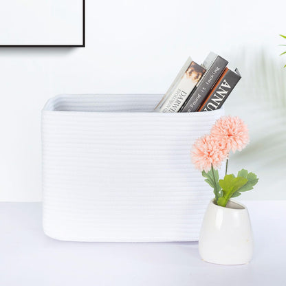 MINTWOOD Design 3-Pack Decorative Woven Storage Baskets for Shelves, Cube Bin Box for Organizing Books, Shoes, Dog Toys, Pantry Closet and Living Room Organizer, Oatmeal Brown